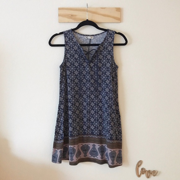 About A Girl Bohemian Lace Up Mini Dress - Picture 1 of 5